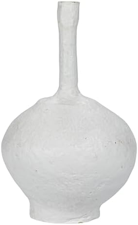 Creative Co-Op Paper Mache Taper Holder with Tall Neck and Whitewashed Finish