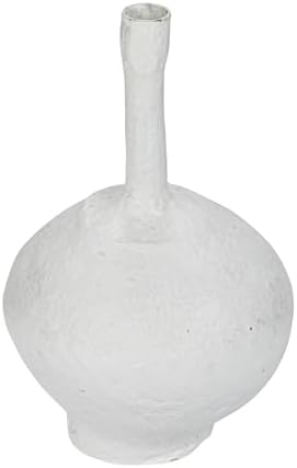 Creative Co-Op Paper Mache Taper Holder with Tall Neck and Whitewashed Finish