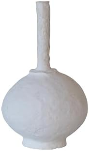 Creative Co-Op Paper Mache Taper Holder with Tall Neck and Whitewashed Finish