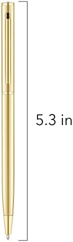 Unibene 6 Pack Gold Slim Ballpoint Pens Black Ink Medium Point