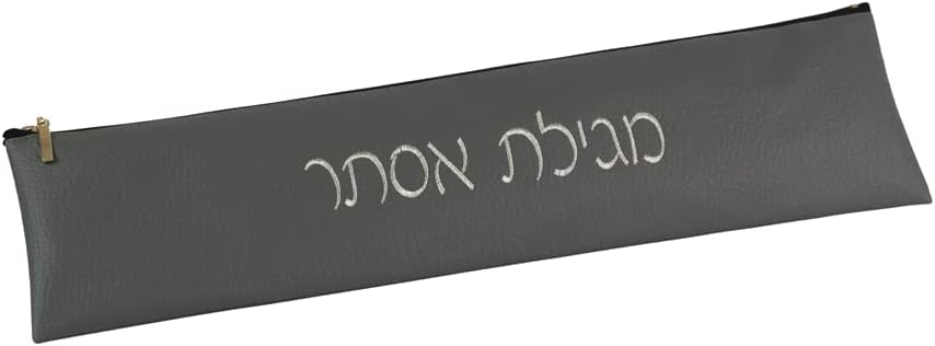 Navy Leather Megillah Scroll Case with Silver Trim