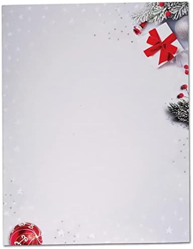 Red And White Christmas Stationery Paper 60 Sheets