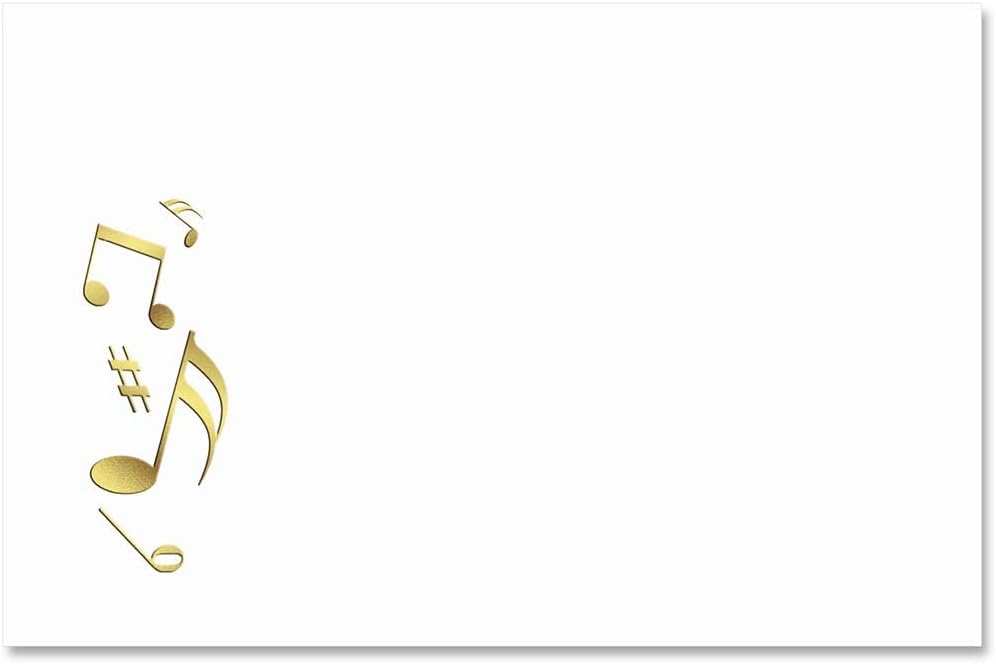 Golden Tunes Music Notes Crescent Flap Envelopes Set of 25