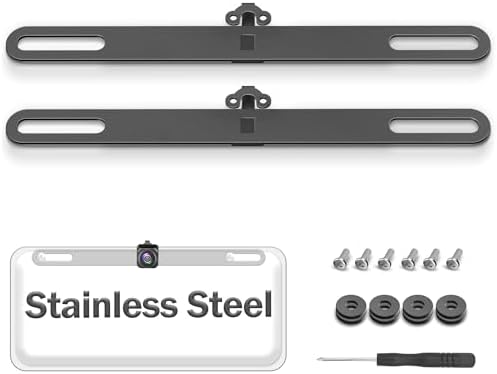 Stainless Steel Backup Camera License Plate Mount 2 PCS