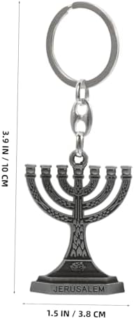 VOSAREA 4PCS Stainless Steel Menorah Keychain Pendant