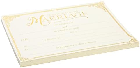 48 Pack Wedding Certificates with Gold Foil Edges