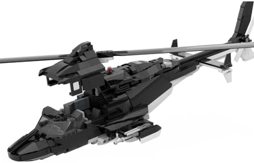 Bell 222 Military Helicopter Model Kit with 1039PCS Building Blocks