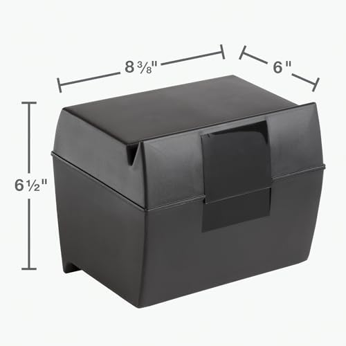Oxford Plastic Index Card Box 500 Capacity Black