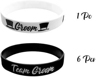 LADYHOME 7 Pcs Silicone Wristbands for Groomsmen Wedding Gifts