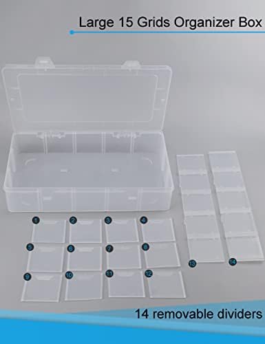Hlotmeky Plastic Organizer Box with 15 Grids and Dividers