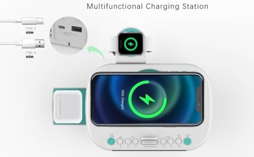 Emerson CKSW5010 Smartset Wireless Charger with Dual Alarm Clock and Bluetooth Radio White