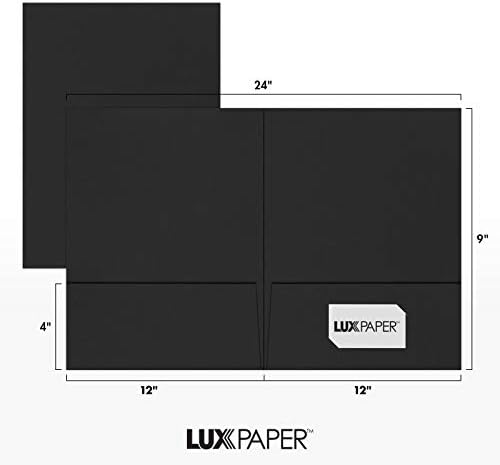 LUXPaper 9 x 12 Inch Project Folders Two Pocket Midnight Black 100lb
