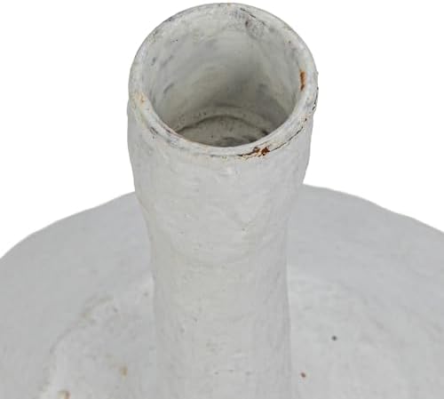 Creative Co-Op Paper Mache Taper Holder with Tall Neck and Whitewashed Finish