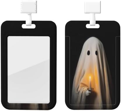 Halloween Cute Ghost Holding Candle ID Badge Holder
