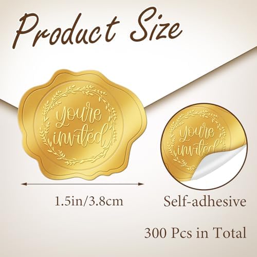 300 Pcs Gold Envelope Seal Stickers Youre Invited