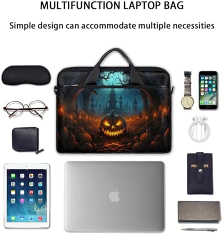 Halloween Candles Pumpkin Lantern Laptop Shoulder Bag for Men Women