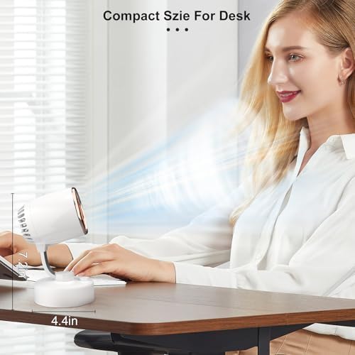 MrYoung Quiet Desk Fan - 4-Speed USB-C Rechargeable with 150 Oscillation