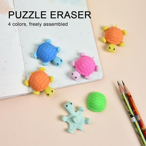 16 Pcs Cute Turtle Pencil Erasers for Kids