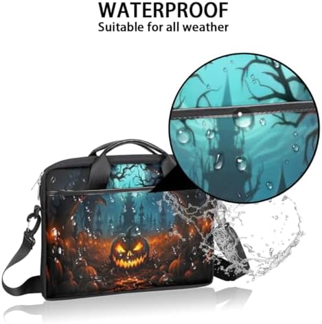 Halloween Candles Pumpkin Lantern Laptop Shoulder Bag for Men Women