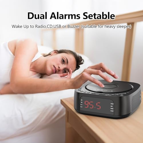 CD Player Alarm Clock with Remote and Bluetooth