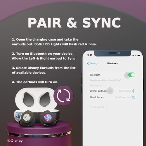 Disney Lilo and Stitch Bluetooth Earbuds with Case - 30 Hours Playtime