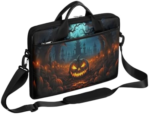 Halloween Candles Pumpkin Lantern Laptop Shoulder Bag for Men Women