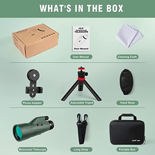 12x56 High Power Monocular with Tripod and Smartphone Adapter