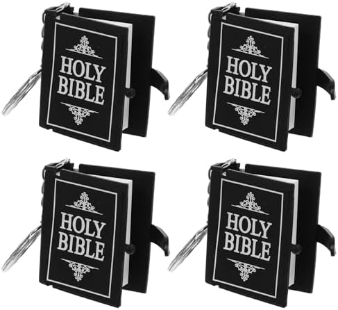 LUOZZY 12 Pcs Mini Bible Keychain Set Inspirational Church Theme Keyrings