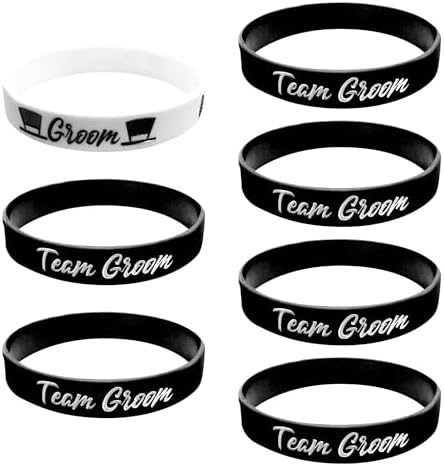 LADYHOME 7 Pcs Silicone Wristbands for Groomsmen Wedding Gifts