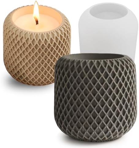 Unique Resin Candle Jar Mold with Geometric Texture