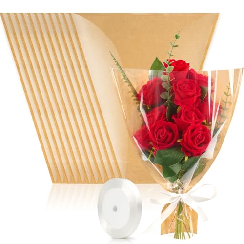 CLUEWR 50 PCS Flower Bags for Bouquets