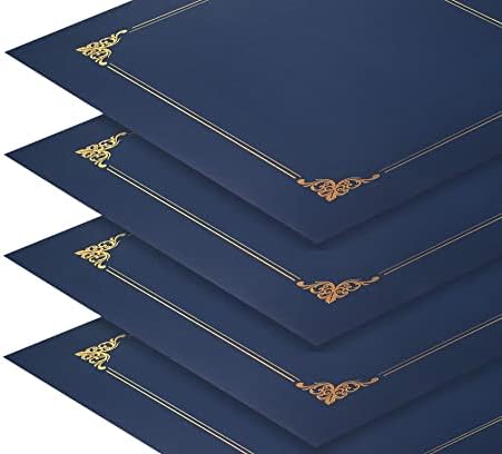 25 Pack Navy Blue Certificate Holders with Gold Foil Border