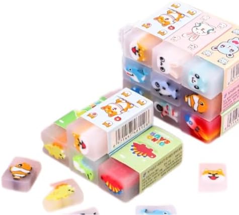 6 Pack Cute Animal Erasers for Pencils
