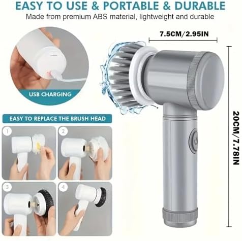 Spin Scrubber with 6 Brush Heads Multi-Purpose Electric Cleaner