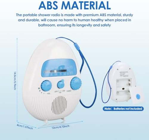 Zopsc AM FM Shower Radio with Rotating Knob