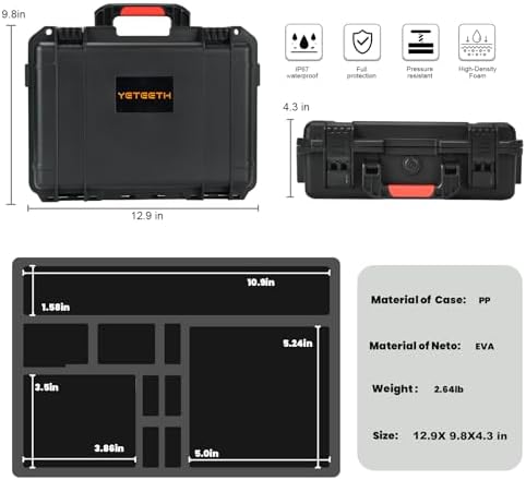 YETEETH Waterproof Hard Shell GoPro Case Organizer
