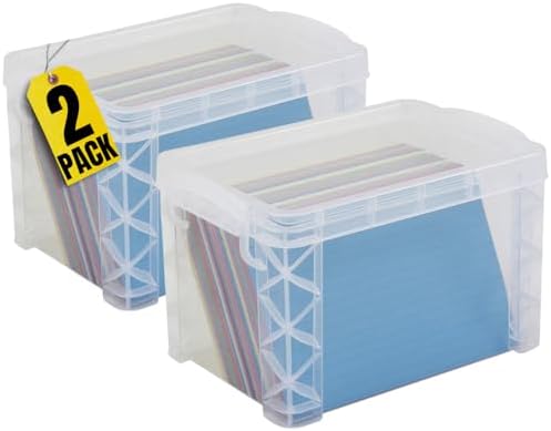 1InTheOffice Index Card Storage Box 4x6 Clear 500 Capacity 2 Pack