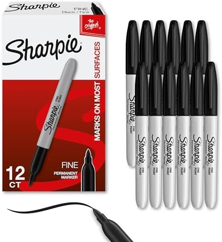 Sharpie Permanent Markers 12 Count Black Set