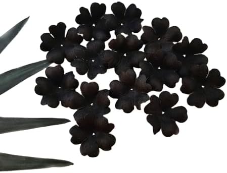 HukDok Black Mulberry Paper Flower Petals 50pcs Heart Shape