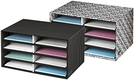 Bankers Box Eight Compartment Literature Sorter Black Gray Pinstripe