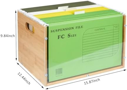 Bamboo Acrylic File Box Organizer with Handle