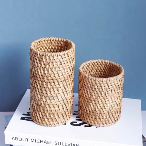 Handmade High Wall Rattan Pen Cup Holder
