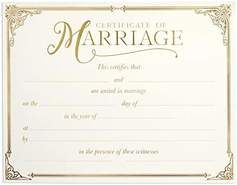 48 Pack Wedding Certificates with Gold Foil Edges
