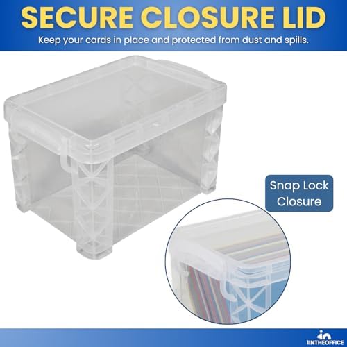 1InTheOffice Index Card Storage Box 4x6 Clear 500 Capacity 2 Pack