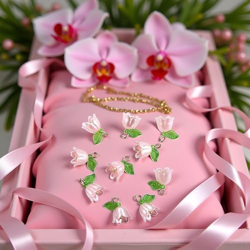 10 Pcs Pearl Bell Orchid Pendant Beads