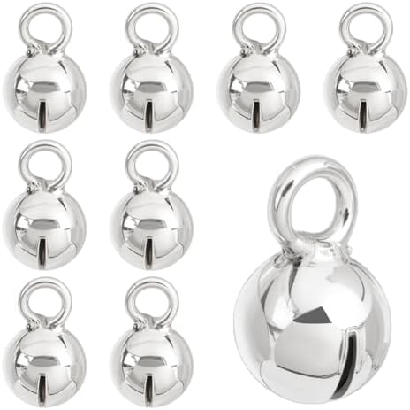 BENECREAT 8 Pcs Sterling Silver Bell Pendants