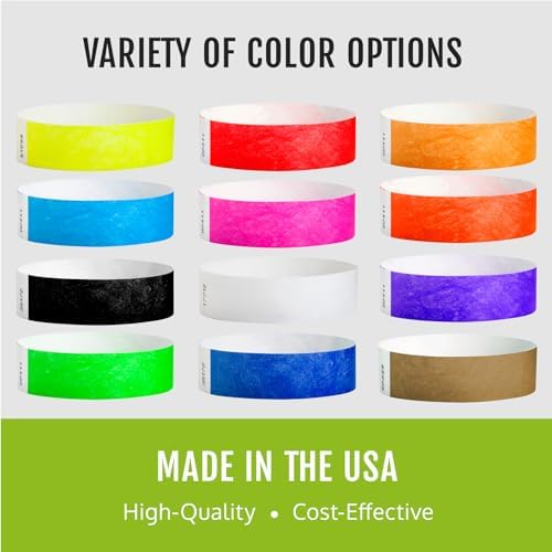 600 WristCo Tyvek Wristbands 6-Color Variety Pack