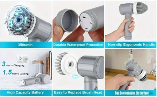 Spin Scrubber with 6 Brush Heads Multi-Purpose Electric Cleaner