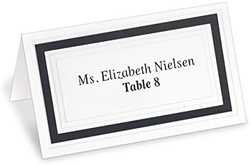 White 38lb Cover Stock Folded Place Cards with Black Foil Border
