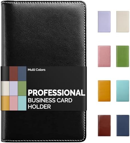 Sooez Leather Business Card Book Holder Organizer 240 Capacity Black